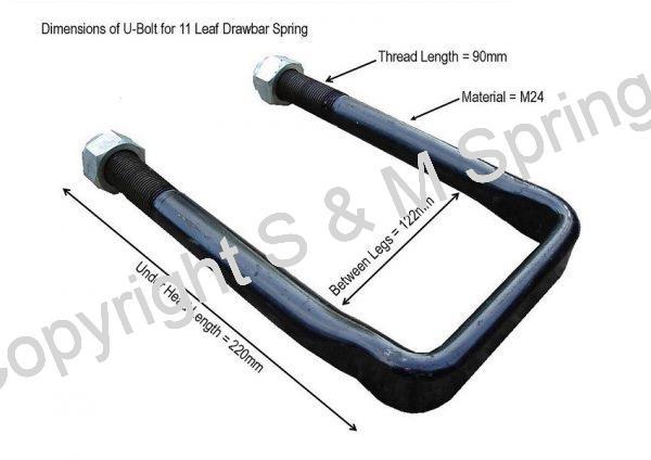 Agricultural Drawbar Trailer U-Bolt dimensions for 11 Leaf Spring