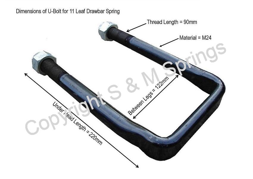 Agricultural Drawbar Trailer U-Bolt dimensions for 11 Leaf Spring