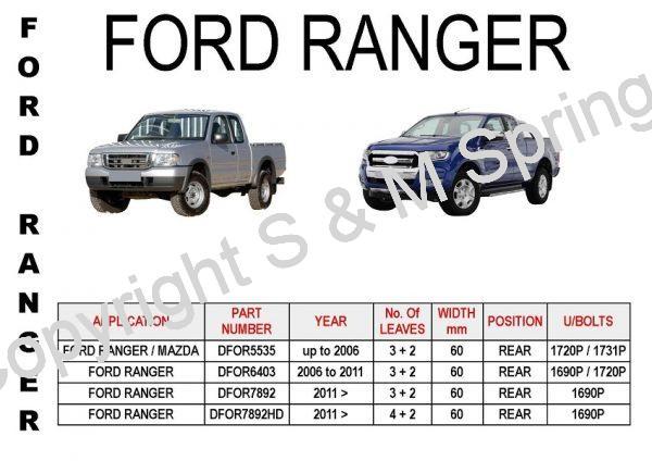 Ford Ranger Leaf Springs Rear pre 2006 & 2006 onwards - S & M Springs