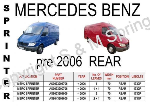 MERCEDES Sprinter pre 2006 Rear Leaf Springs