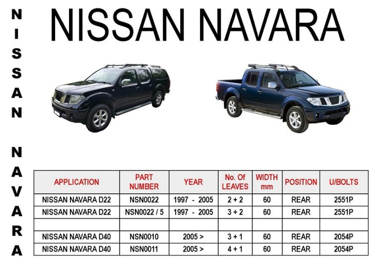 Nissan Navara Leaf Springs D22 & D40 Rear Leaf Springs S & M Springs