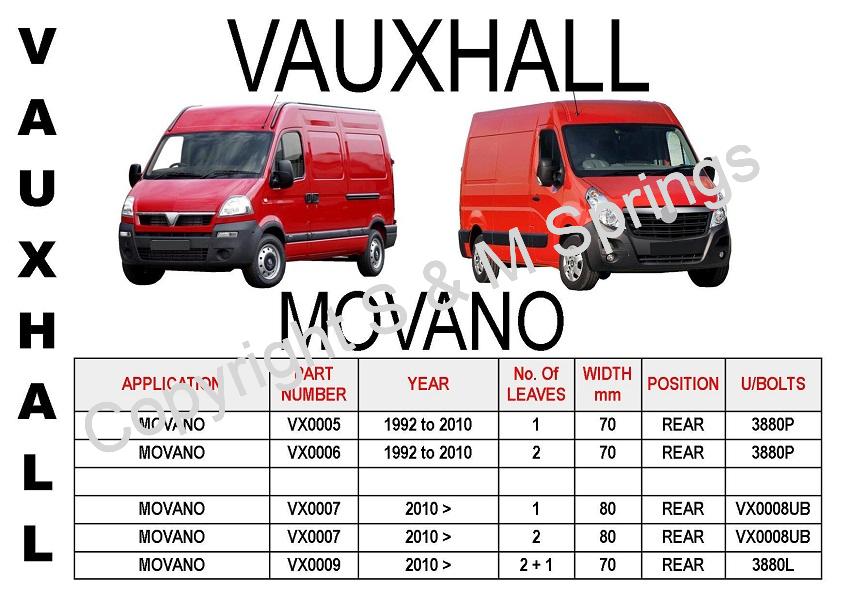 Vauxhall Movano Leaf Springs