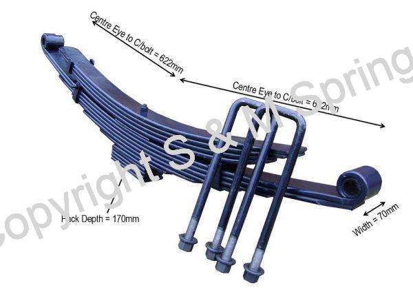 QMK472283 Mitsubishi Canter-Fuso Leaf Spring Rear 4+P+6+5P dimensions