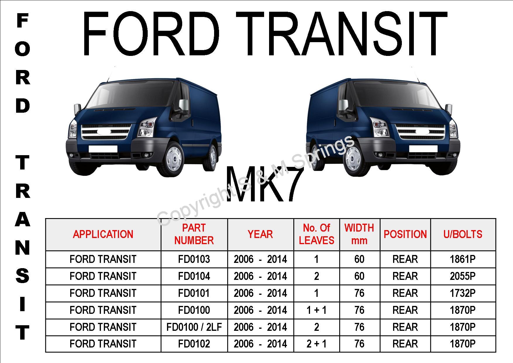 Ford Transit MK7 Leaf Springs