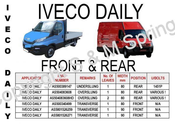 Iveco Daily Leaf Springs Front & Rear