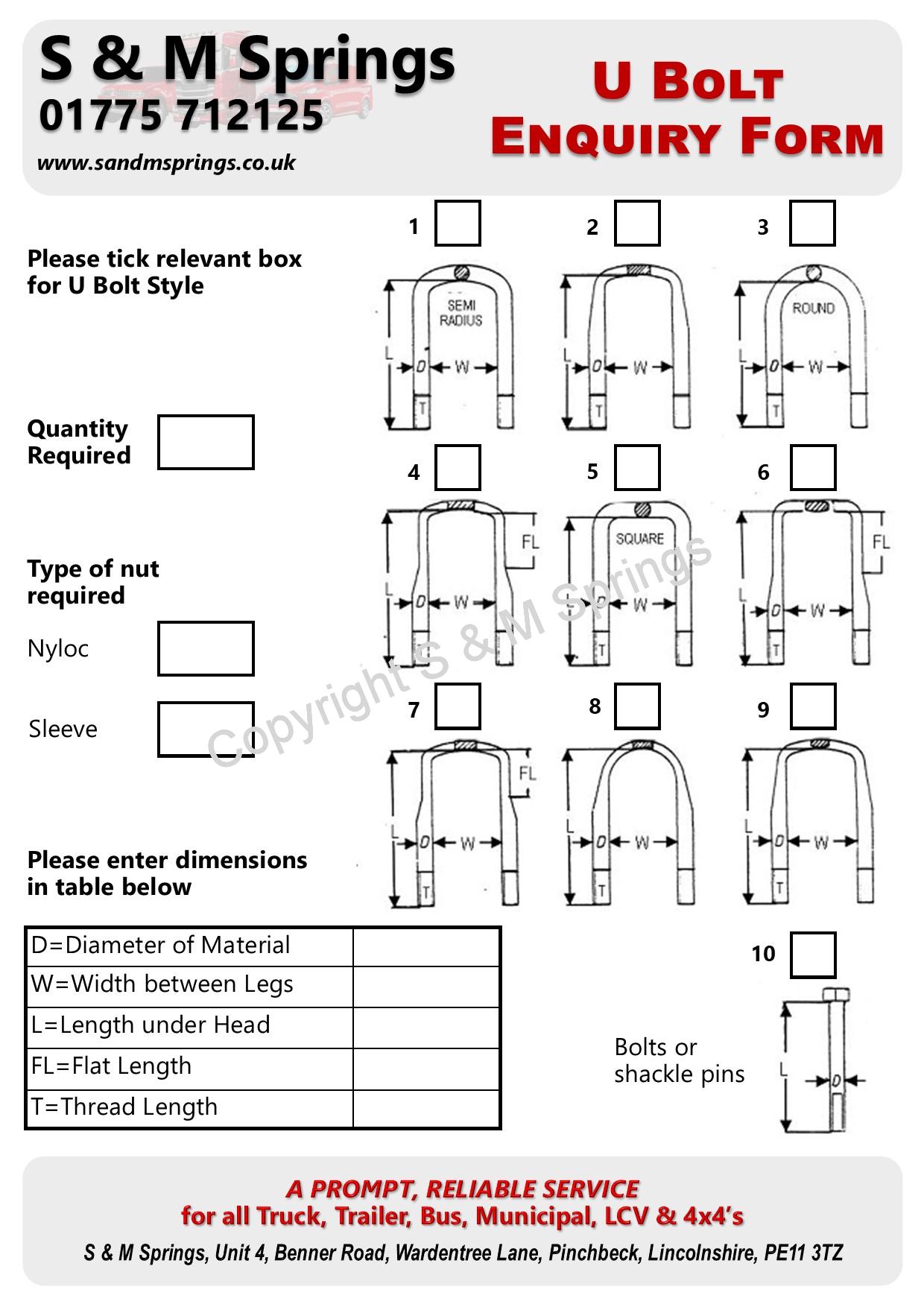 U-Bolts for all Municipal HGV Truck Bus Trailer LCV 4×4 Agricultural