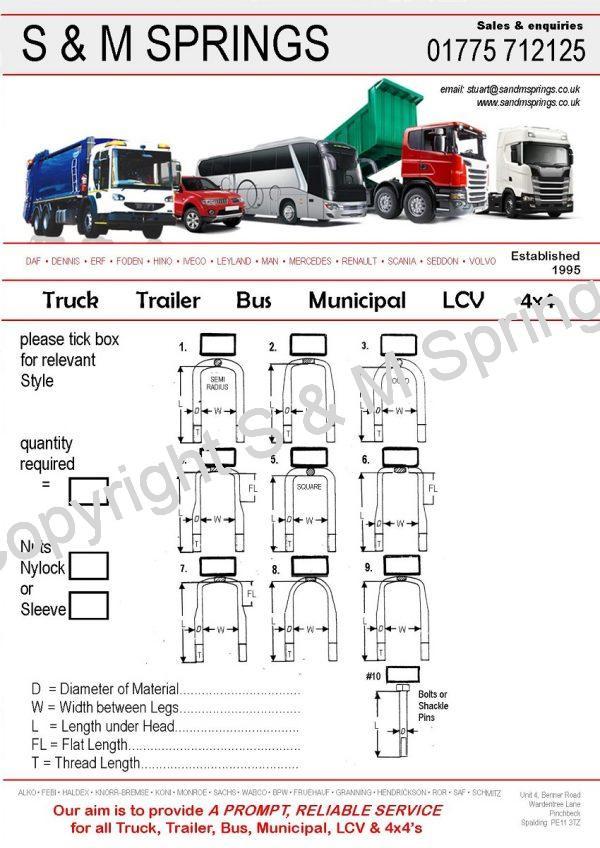 U Bolts for Municipal Bus HGV Truck Trailer LCV 4x4
