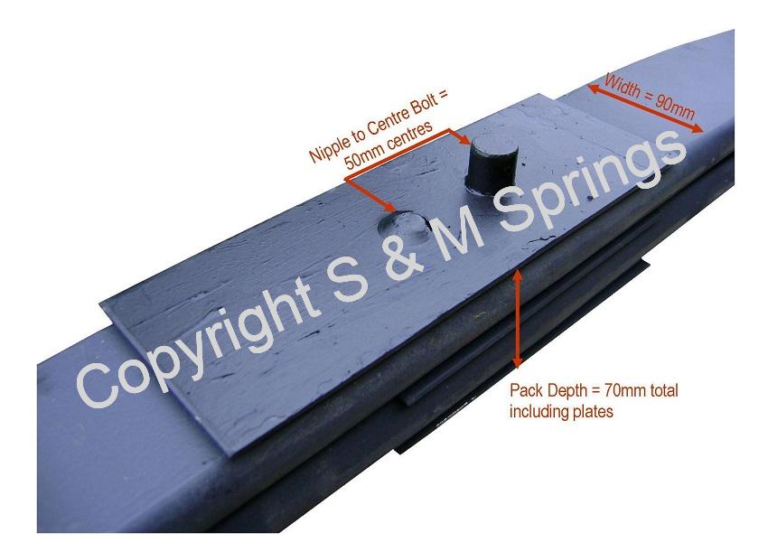 1905818 DAF Front Spring 2 Leaf Euro 6 dimensions