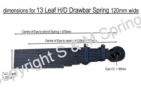 Agricultural Drawbar Spring 13 Leaf HD 120mm wide dimensions