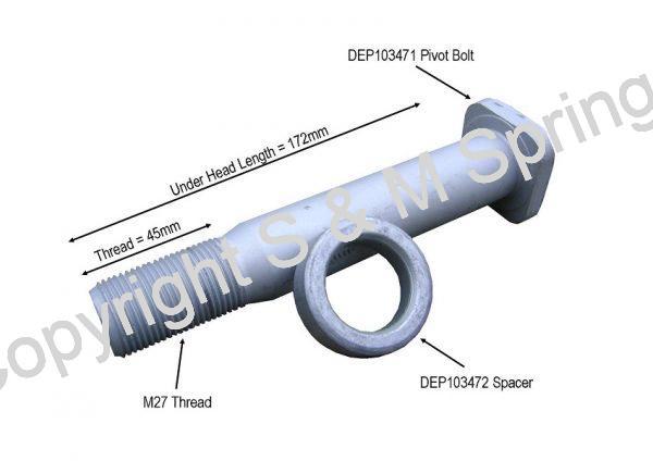 DEP103471 DENNIS Pivot Bolt & DEP103472 DENNIS Spacer dimensions